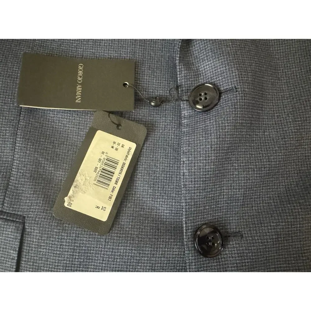 NWT Giorgio Armani Black Label ‘Soft’ Blue Micro-Pattern Suit 52EU/42US $3595.00